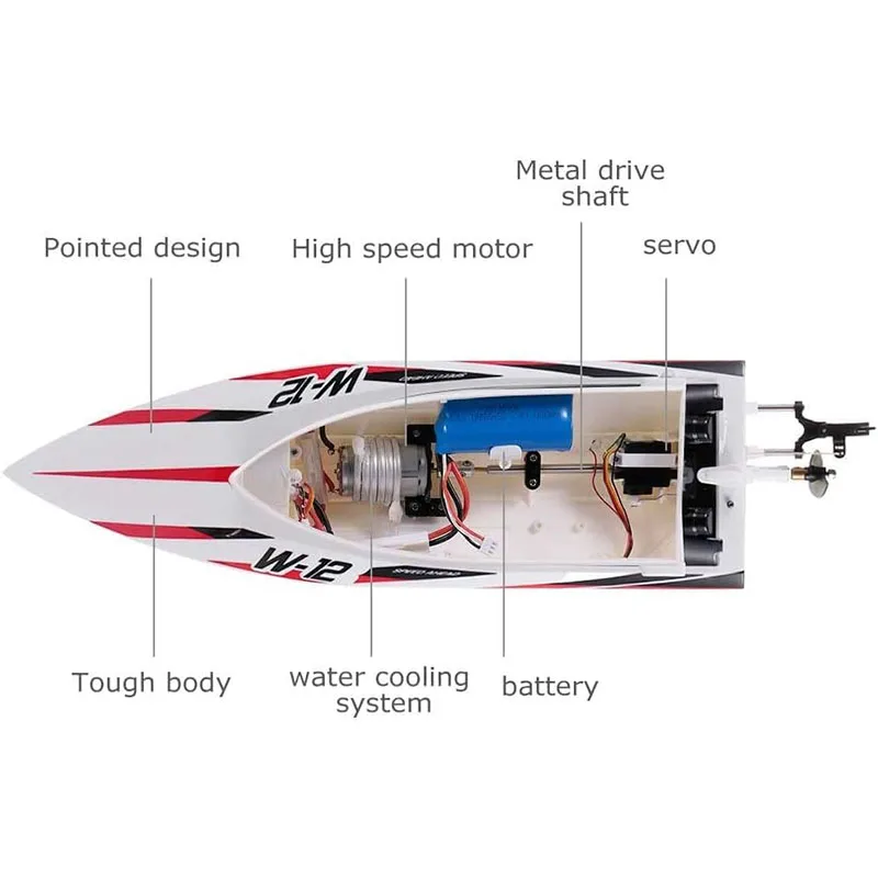 2,4 GHZ RC Boot Waterkoelsysteem Opladen RC Marine Schip Tot 35 km/u Capsized Reset Waterdichte Speedboot