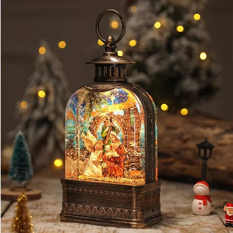 Fashion Nordic Led Christmas Tree Snowflake Crystal Ball Music Box Children Girls Snow Ornament Birthday Gift Room Decorations