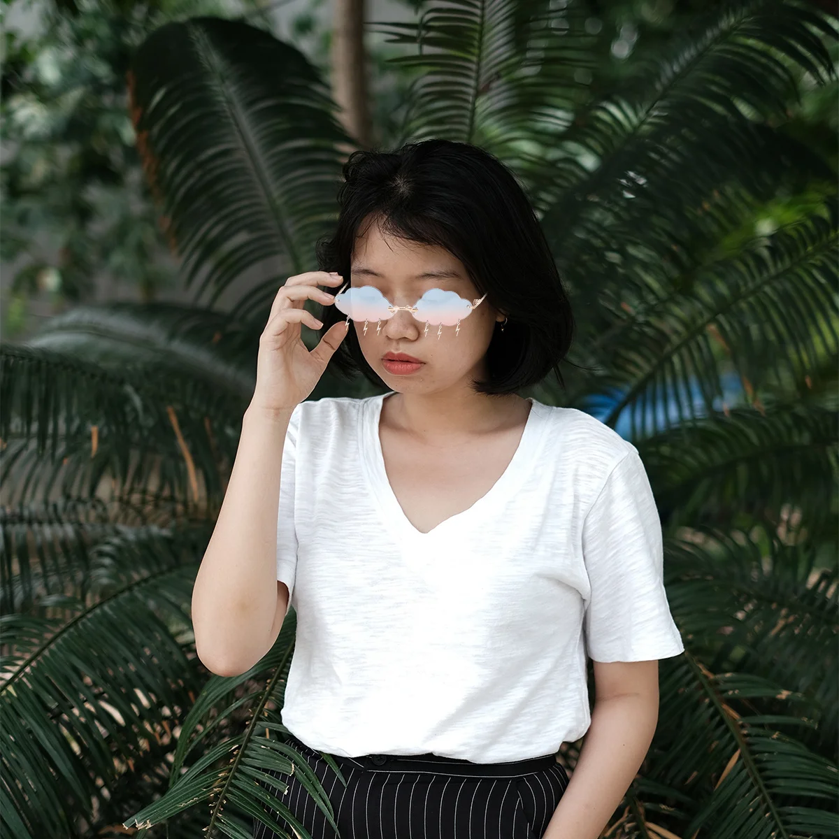 

1Pair Stylish Cloud Sunglasses Shape Unique Fashion Glasses for Small Face Uv Protected Outdoor Party Wear Eye