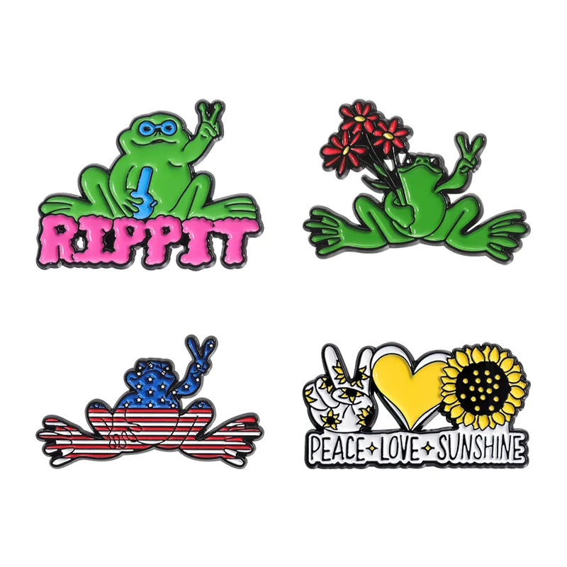

Creative frog series alloy badges, gesture shaped brooches, clothing accessories and pins for friends as gifts