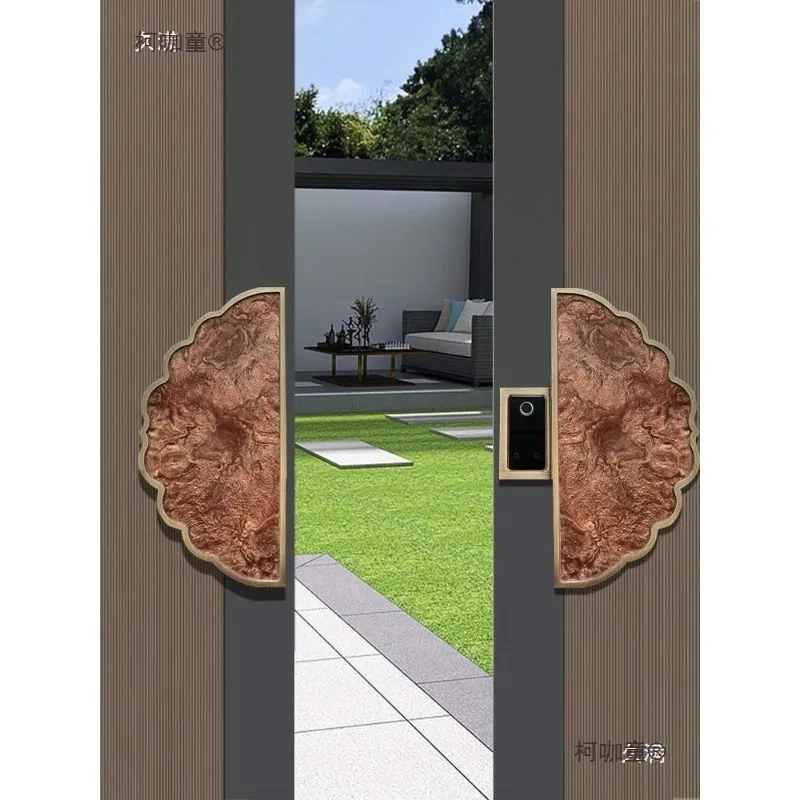 

Chinese-style door handle villa antique auspicious cloud semicircular sliding cover with fingerprint password lock door handle
