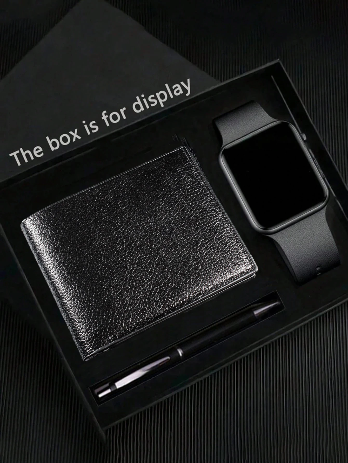 Fashionable Casual Square Electronic Watch Set with Wallet And Signature Pen Gift Non-smart Watch No Box Birthday Gift