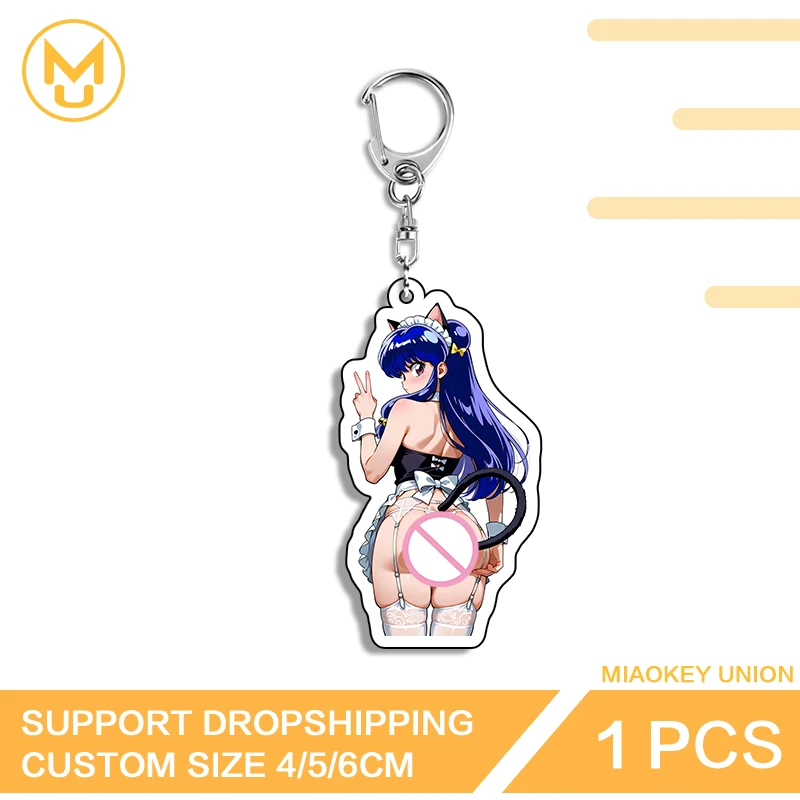 Cat Ears Girl Anime Figure Ranma Big Ass Sunscreen Playful Double Sided Acrylic Keyring Unisex Hot Selling Fashion Accessories