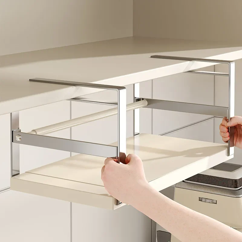 Retractable Kitchen Rack Under Cabinet Hanging Shelf Spice Storage Organizer Layered Wire Basket for Pantry Cupboard Space