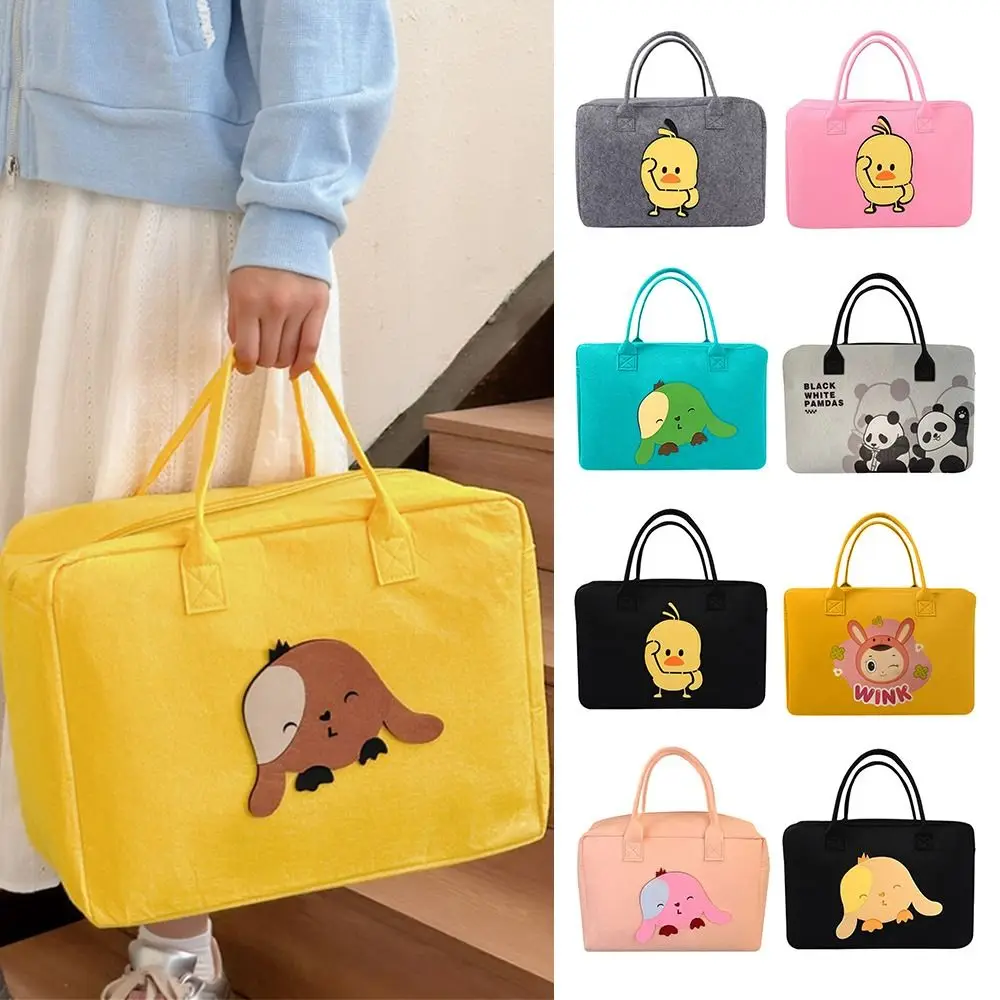 Cute Cartoon Felt Travel Bag Large Capacity Storage Bag Handbag Reusable Duffel Bag Travel