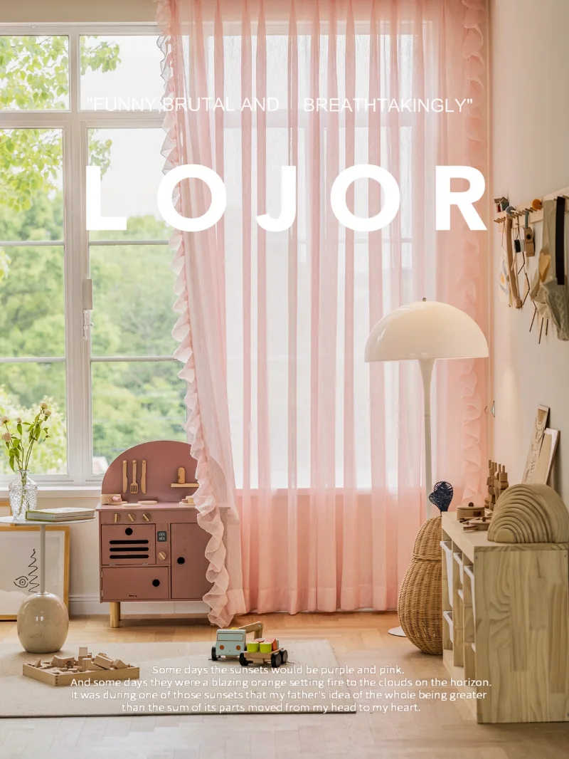 

Pink wool yarn curtains bedroom curtains children's room curtains girls princess wind screen curtains