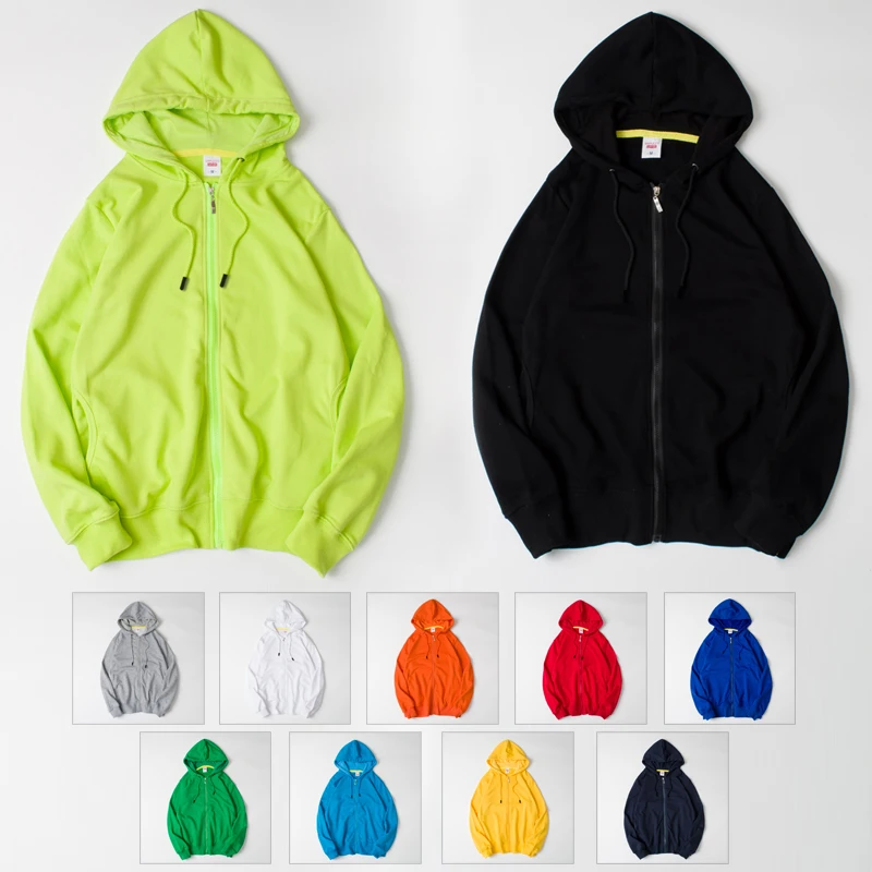 

Candy Color Couple Hoodie Loose Fit Thin Spring Autumn Cotton Polyester Zipper Closure Basic Sle Youth ular Loose pe