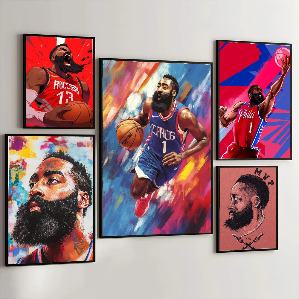 Basketball player J-James H-Harden Poster Wall Art Home Decor Room Decor Digital Painting Living Room Restaurant Kitchen Art