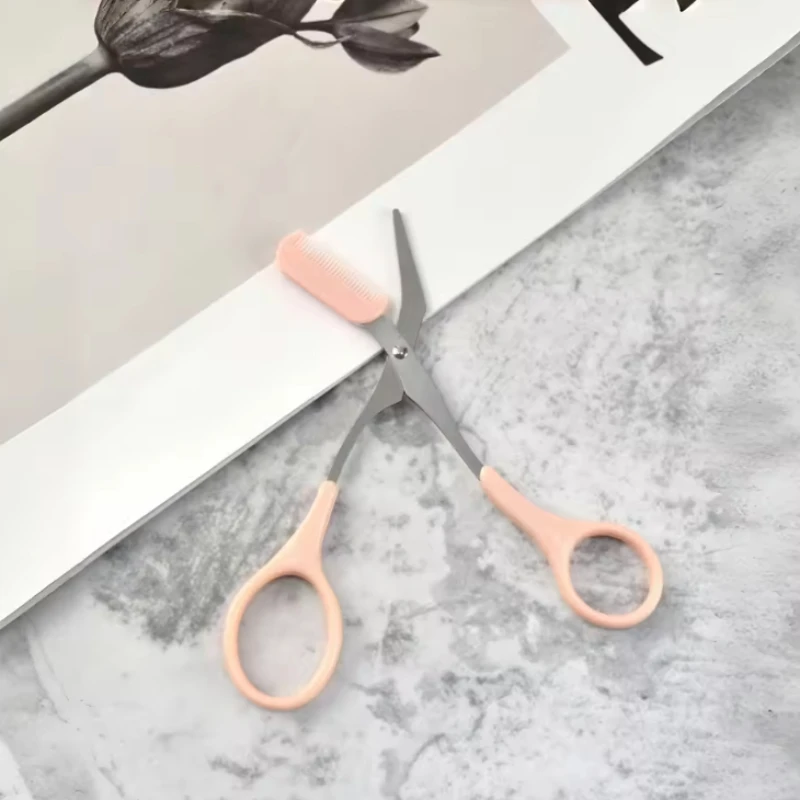 مقص تشذيب الحواجب، مشط مدمج - مصنوع من مادة الفولاذ المقاوم للصدأ، أداة تشذيب دقيقة، مما يجعل حواجب مثالية #2