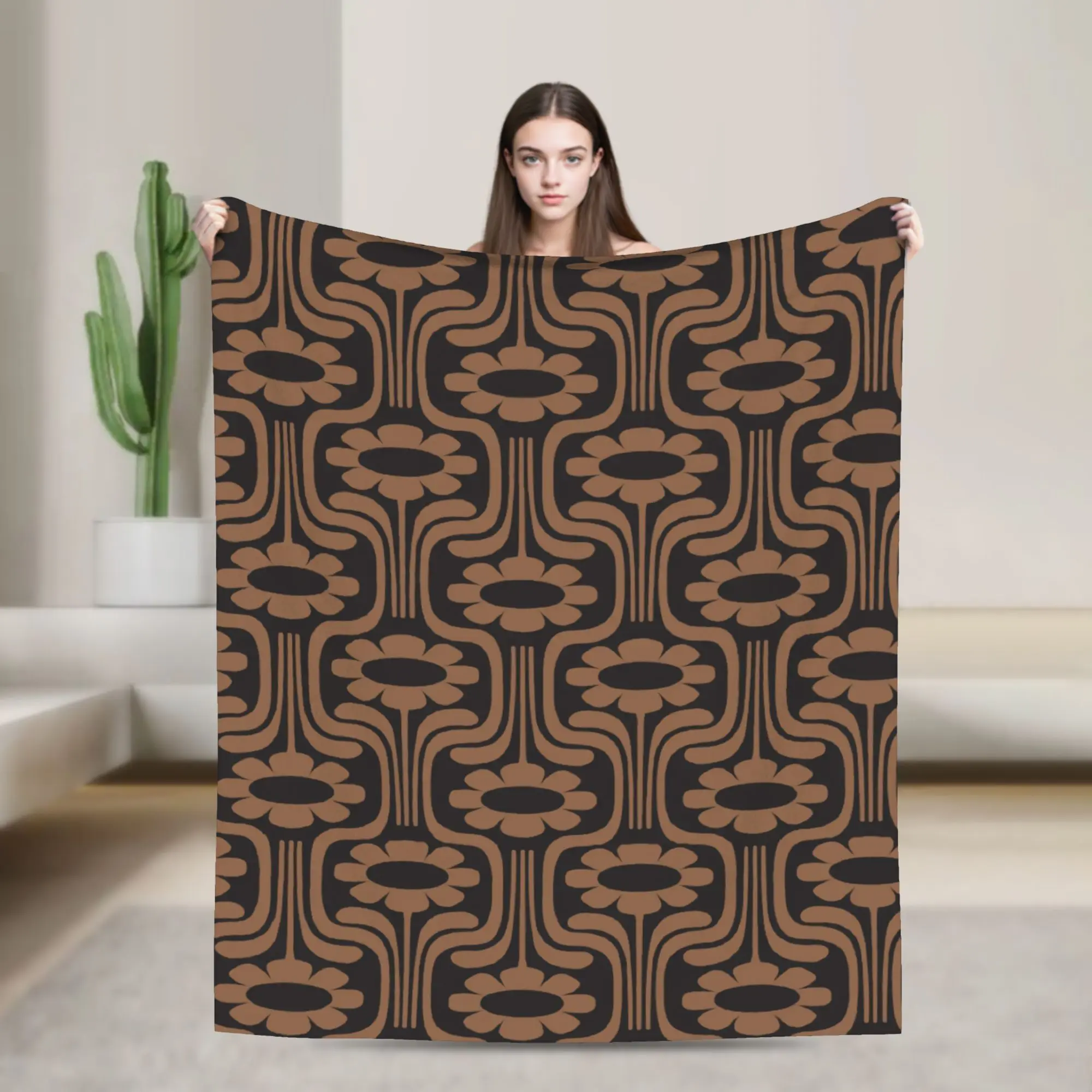 Custom Sofa Fleece Daisy Print Chestnut Colour Throw Blanket Warm Flannel Orla Kiely Blankets for Bedding Car Sofa Bedspreads