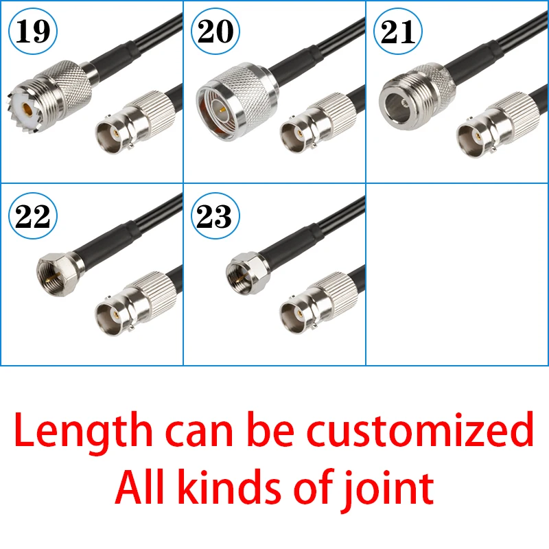 BNC to UHF PL259 Male Plug & SO239 Female Jack to BNC Male Connector crimp RG58 cable Wire Terminal RF jumper pigtail 0.3m~30m