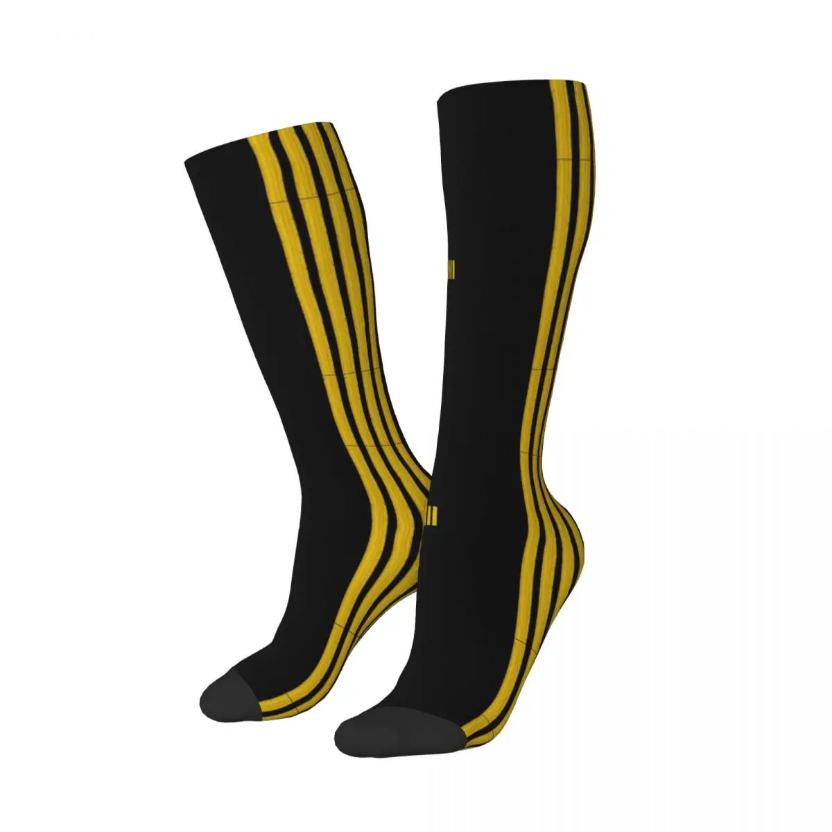 Pilot Captain Stripes Thigh High Tube Socks Women's Warm Fashion Aviation Airplane Aviator Stockings