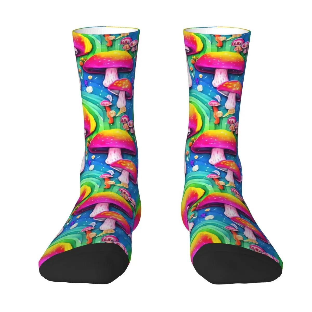 Cute Mushrooms Stockings Women Men Colorful Print Socks High Quality Gothic Socks Spring Cycling Non-Slip Design Socks Gift