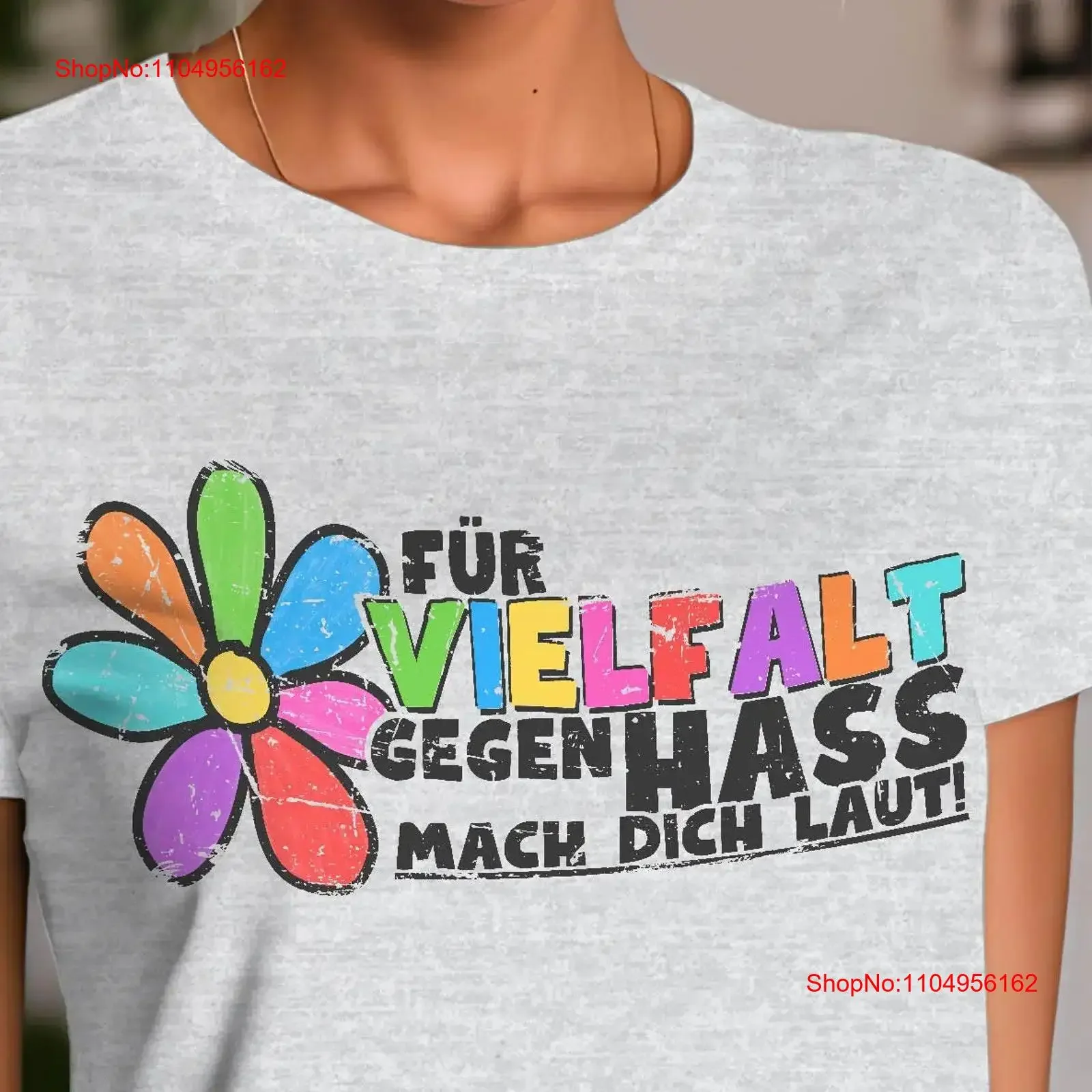 تي شيرت فور فيلفالت ضد هاس ماخ Dich laut بيان buntes vielfellatiges Deutschland Rassismus Hetze 422APT2 خمر #1