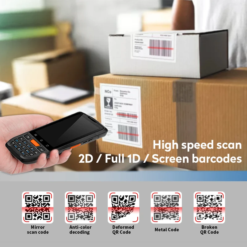 2026 PDA-N60 وعرة 4G واي فاي أندرويد 9.0 المحمولة 1D/2D ماسح الباركود HF LF قارئ رفيد UHF جامع البيانات المساعد الشخصي الرقمي 1.5 متر الصناعية