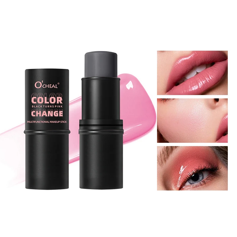 Ocheal 3-in-1 Lipstick Blush Stick Eyes Cheek and Lip Tint Buildable Waterproof Lightweight Cream Multi Stick Makeup for Women
