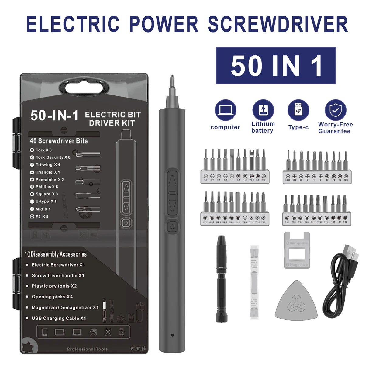 

Ordinary 50-IN-1 Electric Screwdriver Set Precision Power Tool Magnetic Screw Driver Bits for iPhone Glasses Watch PC Laptop