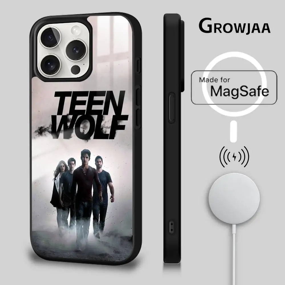 T-Teen W-Wolf TV جراب هاتف آيفون 17 16 15 14 13 12 11 Pro Max Plus Mini Magsafe مرآة لاسلكية مغناطيسية Funda