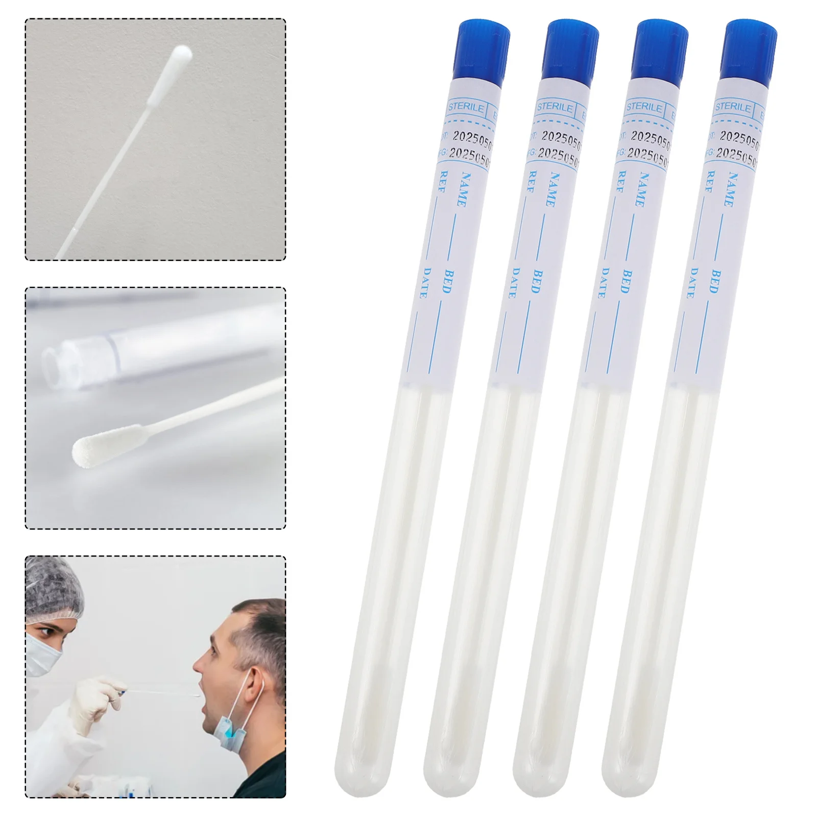 

200pcs Flocked Throat Disposable High-Efficiency Oral Sampling For Clinic Hospital Use Pharynx Swabs Nasal Swab Swab