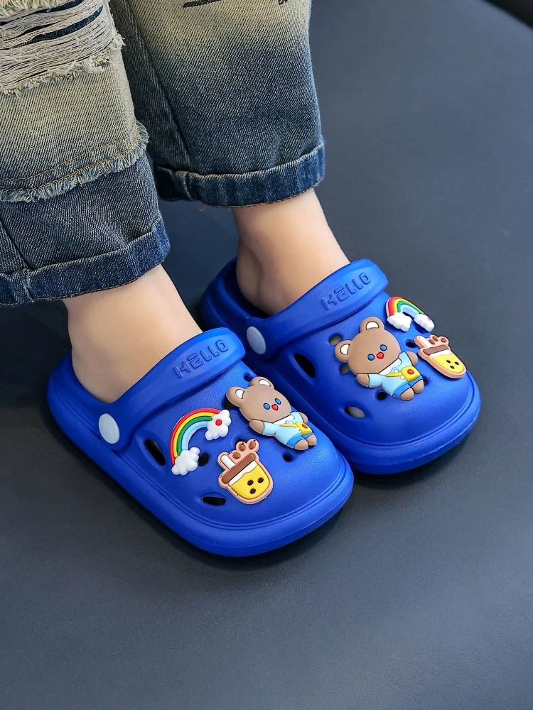 

2025 New Children's Slippers Summer Home Outdoor Leisure and Comfortable Bear Milk Tea Decorative Slippers