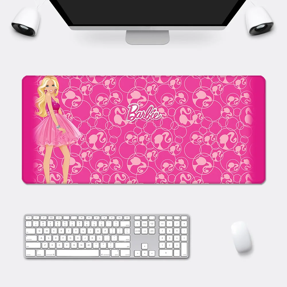 Cute Cartoon Pink Doll Mousepad HD Printing Computer Gamers Locking Non-slip Mouse Pad XXL90x40cm B-BarbieS Keyboard PC Desk Pad