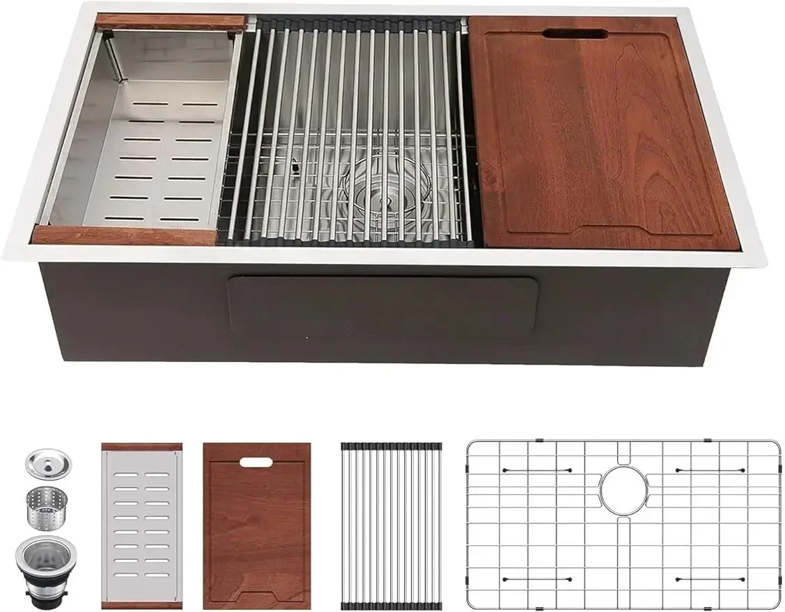 33 Undermount Kitchen Sink - Lordear 33 Inch Kitchen Sink 16 Gauge Stainless Steel Single Bowl