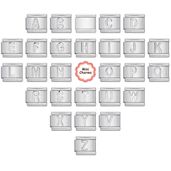 New Fashion Convexity Silver Color 26 Letters A-Z Italian Charm Links Fit 9mm Stainless Steel Bracelet Jewelry DIY Making