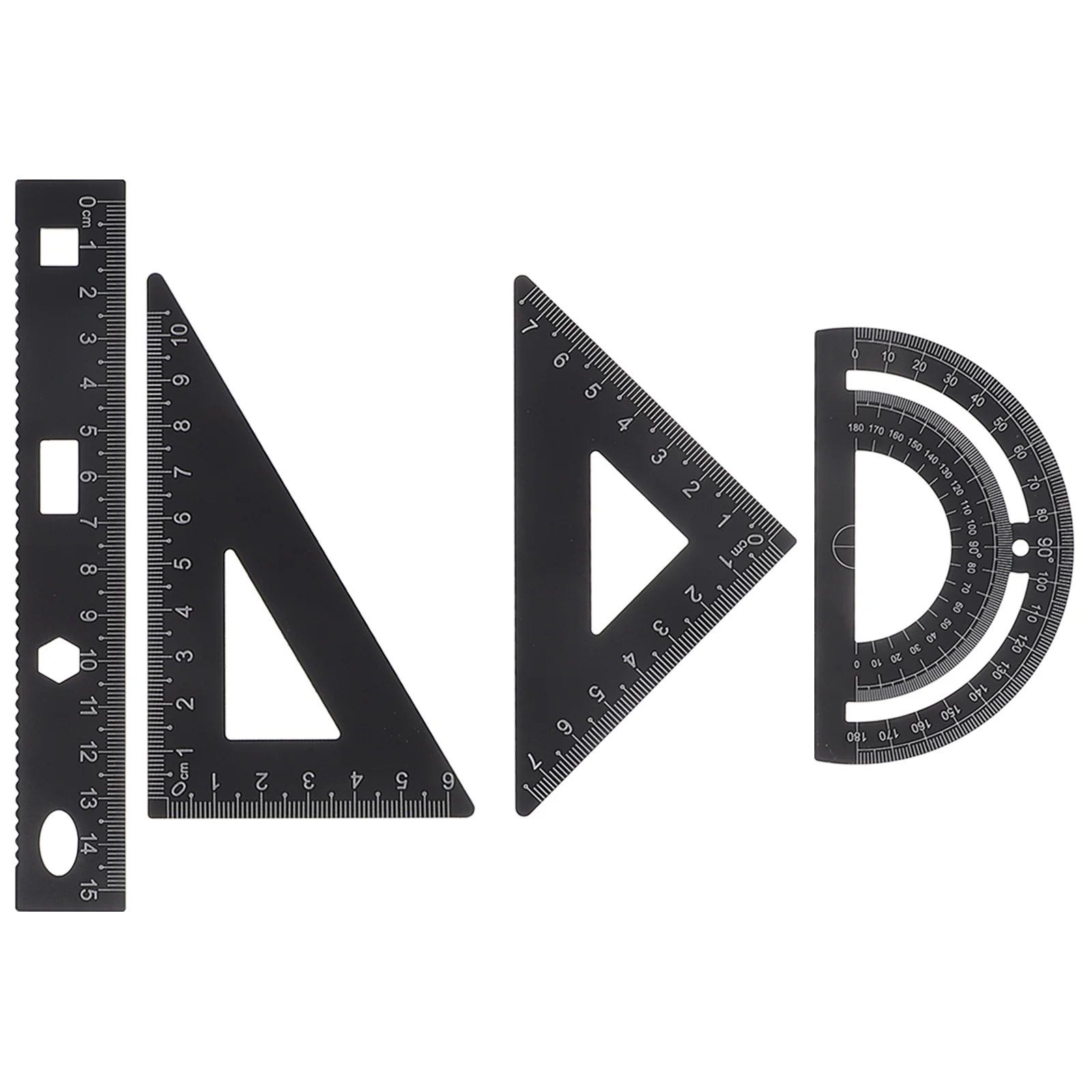 4 قطعة مجموعة مسطرة معدنية أدوات هندسية من الفولاذ المقاوم للصدأ للطلاب مسطرة مستقيمة لوحة مثلثة منقلة أدوات مكتبية محمولة #1