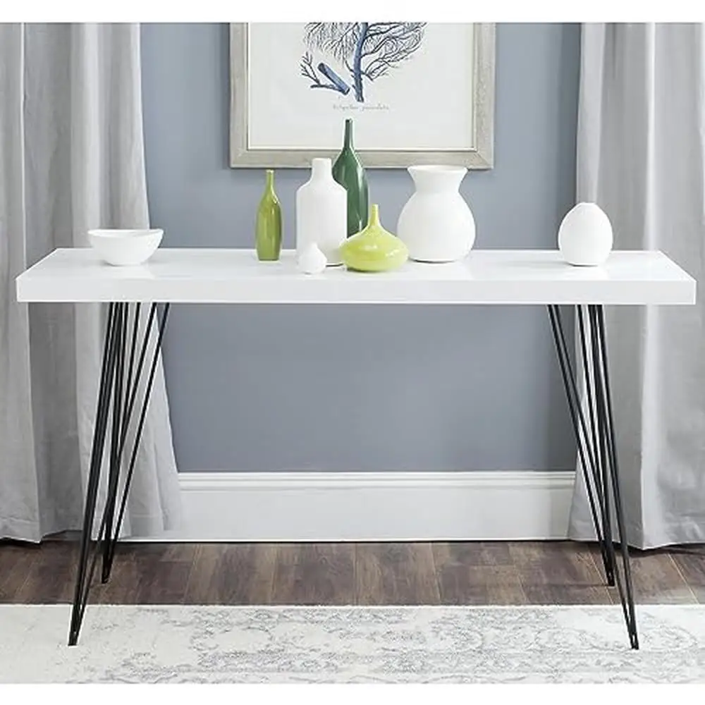 Rustic Wood and Iron Console Table Grey/Black 17.5x55x32 No Assembly Classic Design High Quality Materials Contemporary Style