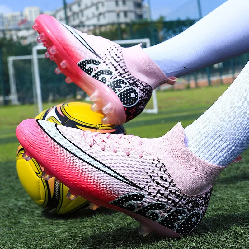 Fashion Pink TF/FG Women\'s Football Boots Outdoor Light Kid Football Field Boots Comfort Training Society Soccer Cleats For Men