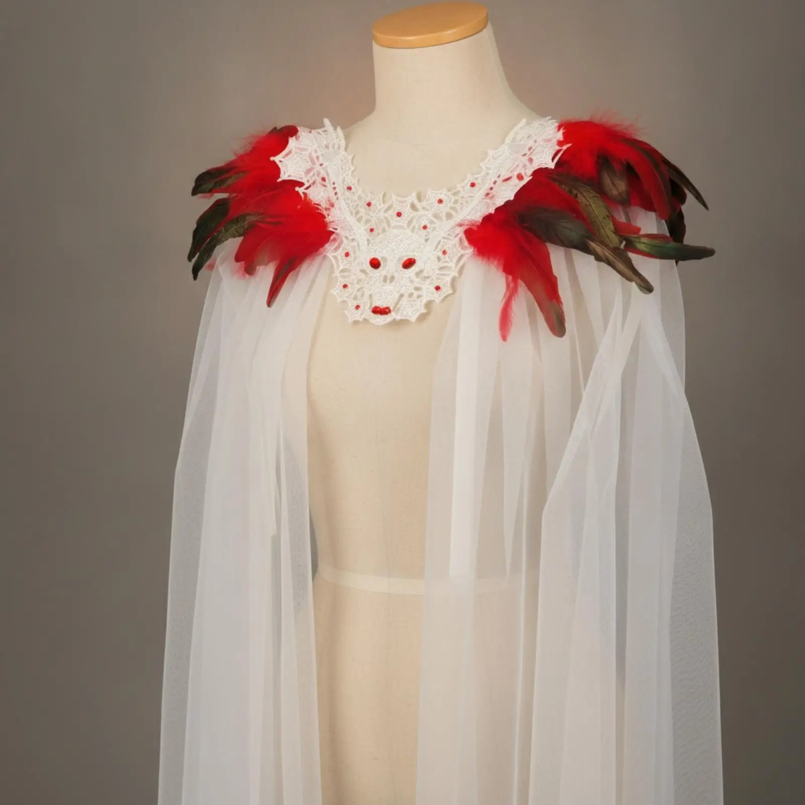 Shoulder Cape with Feathers Transparent Feather Shoulder Wrap Layered Accessory
