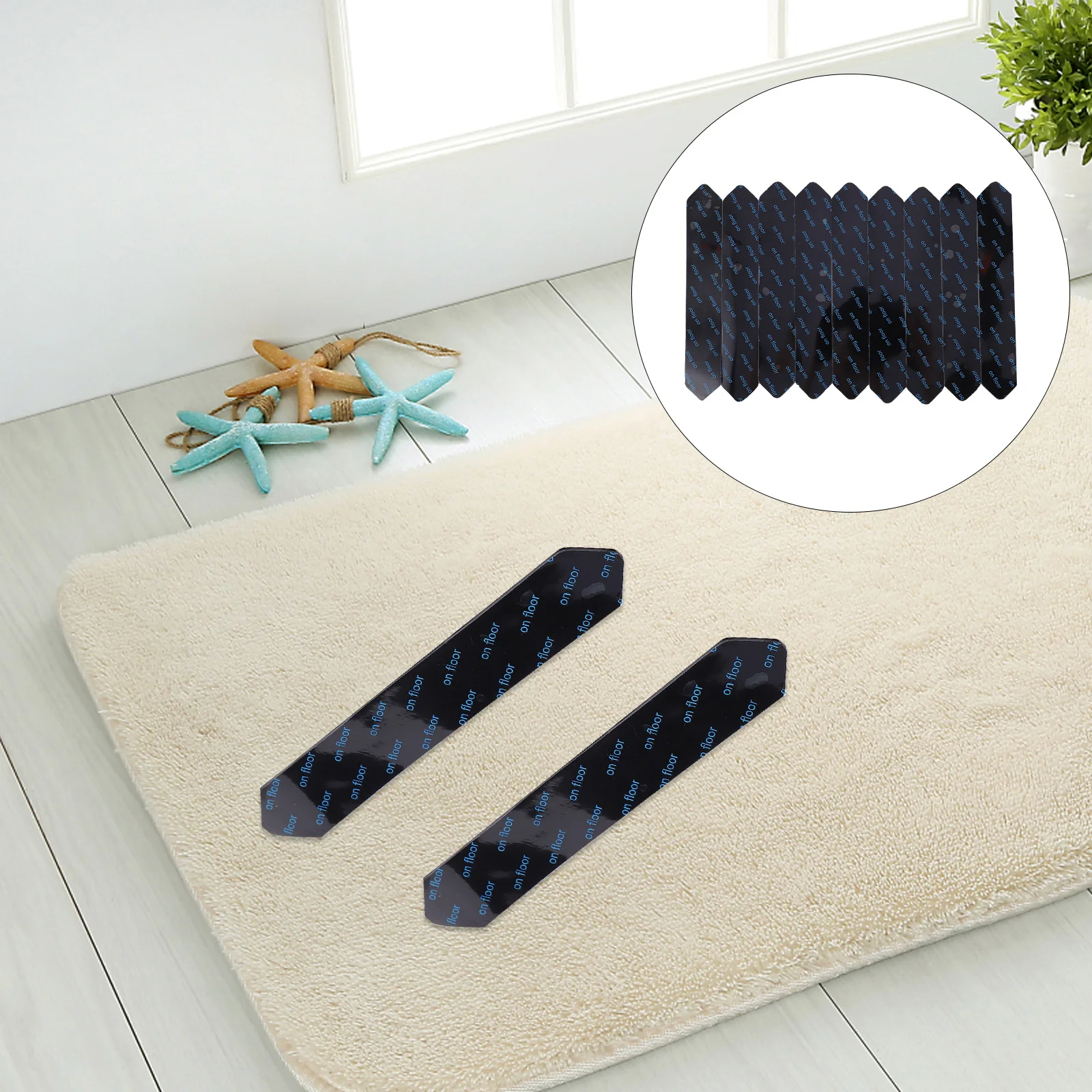 8Pcs Non Skid Double Sided Fixing Sticker Anti Curling Carpet Pads Trace-Less Strong Adhesive Floor Protector