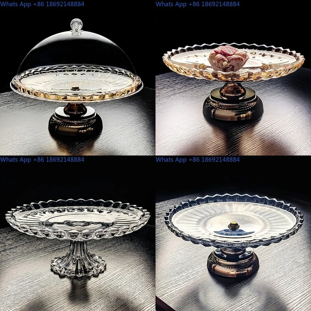 

Elegant glass highball hotel tray with lid luxury fruit platter for buffet and party use