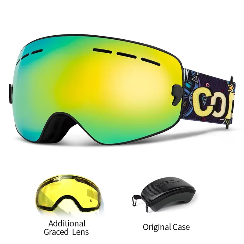 COPOZZ Brand Kids Ski Goggles 4-15 Years Old Professional Anti-fog Child Snowboard Goggles Double UV400 Kids Skiing Mask Glasses