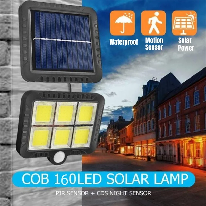 Luzes de parede solar ao ar livre à prova dwaterproof água 160 cob sensor de movimento solar lâmpada separável segurança varanda luz para pátio quintal deck garagem