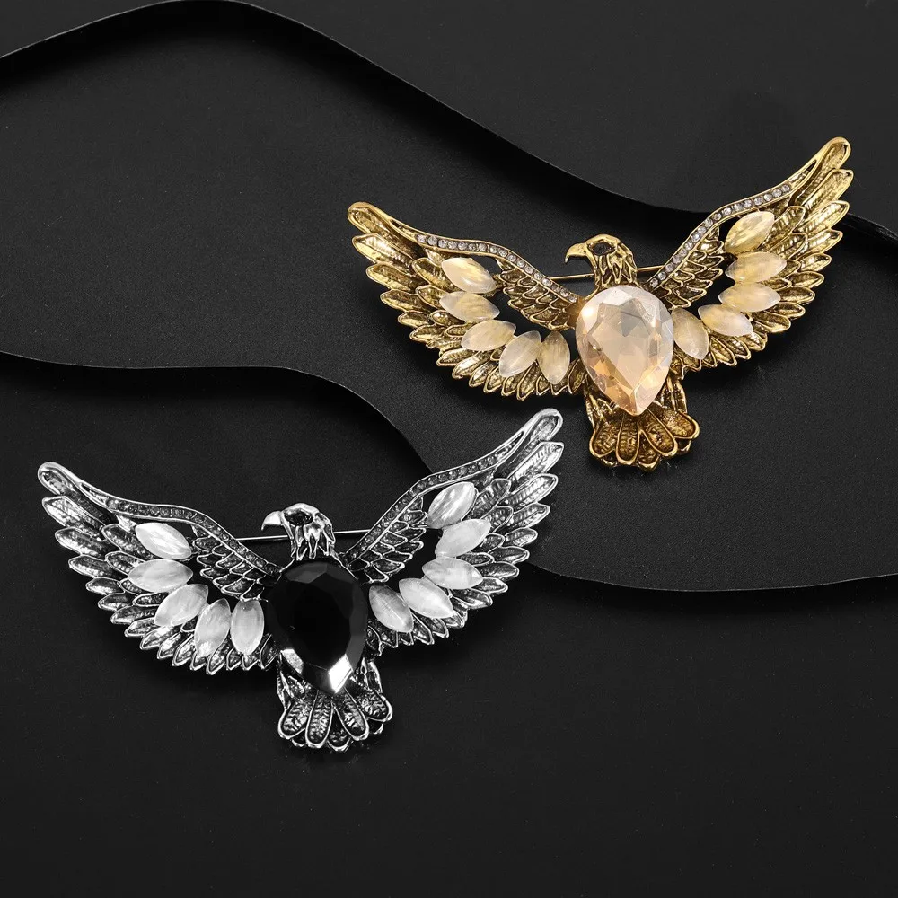 

Trend Retro Zircon Inlaid Eagle Brooch Fashion Charm Women's Brooch New Jewelry Accessories Party Gift Wholesale