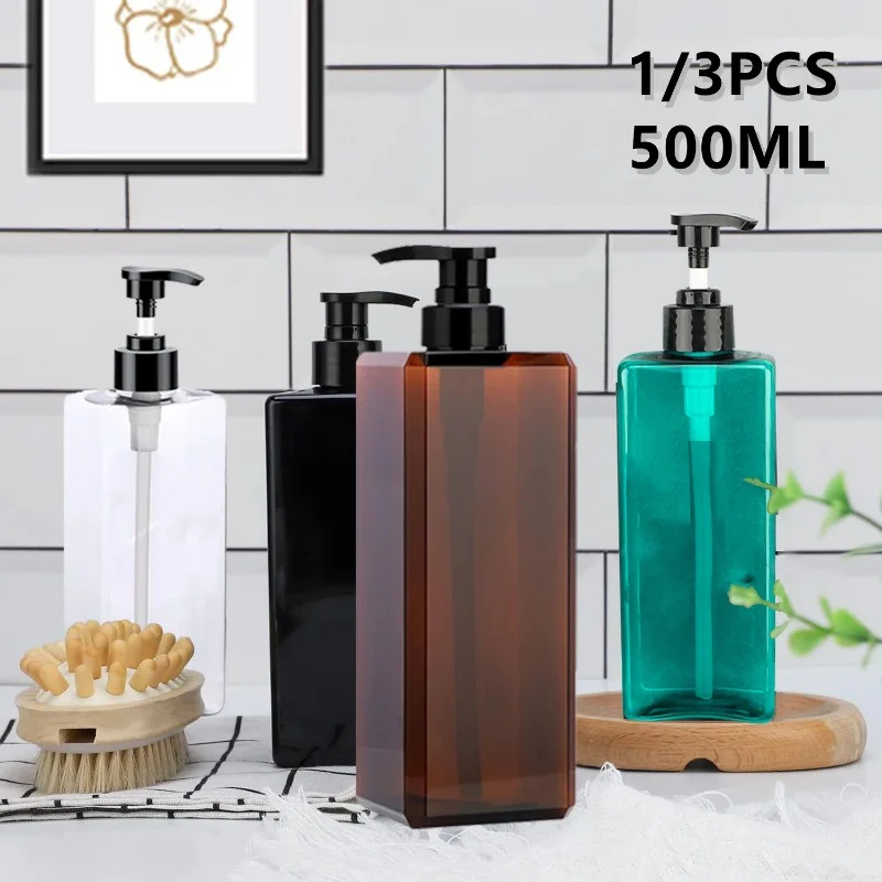 

500ML Plastic Shampoo Soap Dispenser Bottles Bathroom With Pump Refillable Empty Bottle For Cosmetic Conditioner