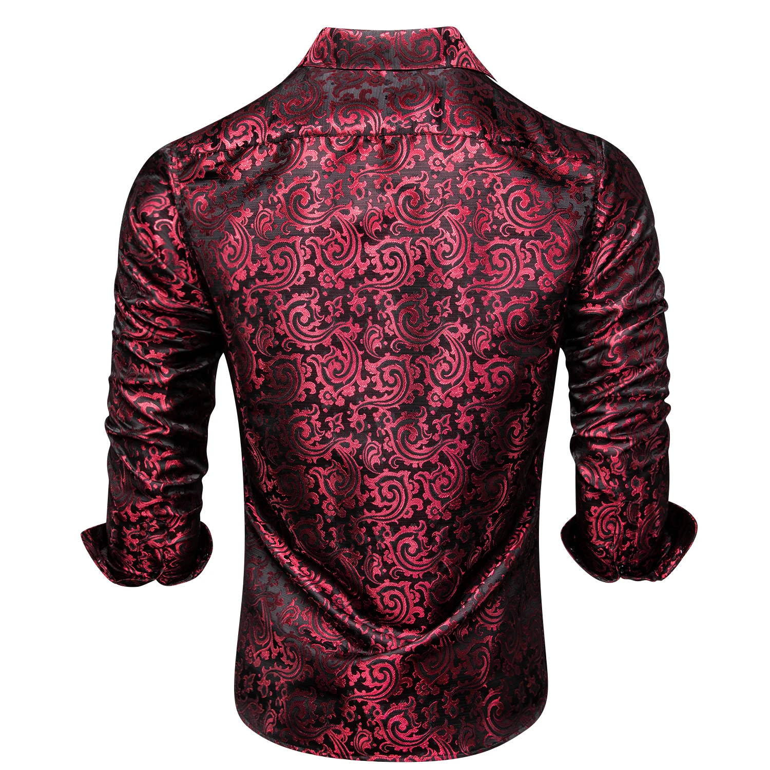 Luxury Silk Long Sleeve Mens Shirts Brooch Set Jacquard Woven Shirt for Male Men Wedding Business Party High Quality S to 3XL