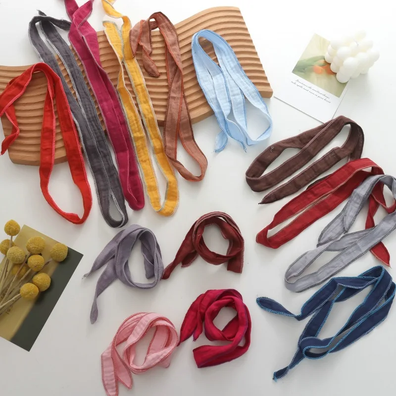 2025 New Pure Color Light Silk Scarf Dopamine Color Cute Bracelet All-Match Decorative Collar Fashion out of the Street