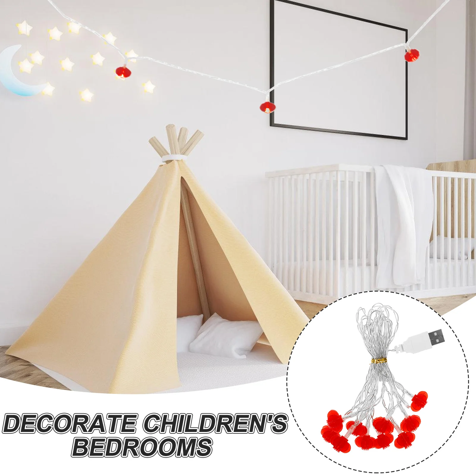 1 unidad de 2M 10Led linterna roja decoración luz Led cadena para boda fiesta Navidad Festival jardín hogar enchufe Usb blanco cálido