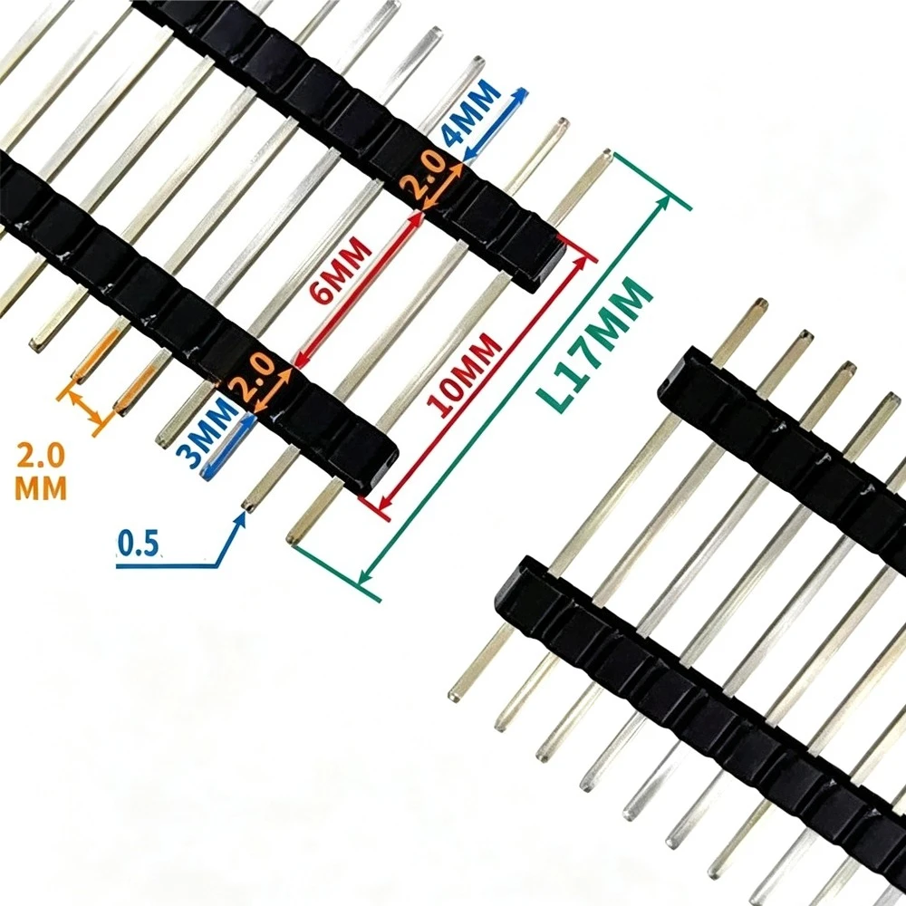 50pcs 2.0mm Spacing Double Plastic Needles 3+4 12MM-30MM Single Row 1 * 40 Single  Row Extended Double Plastic Needles