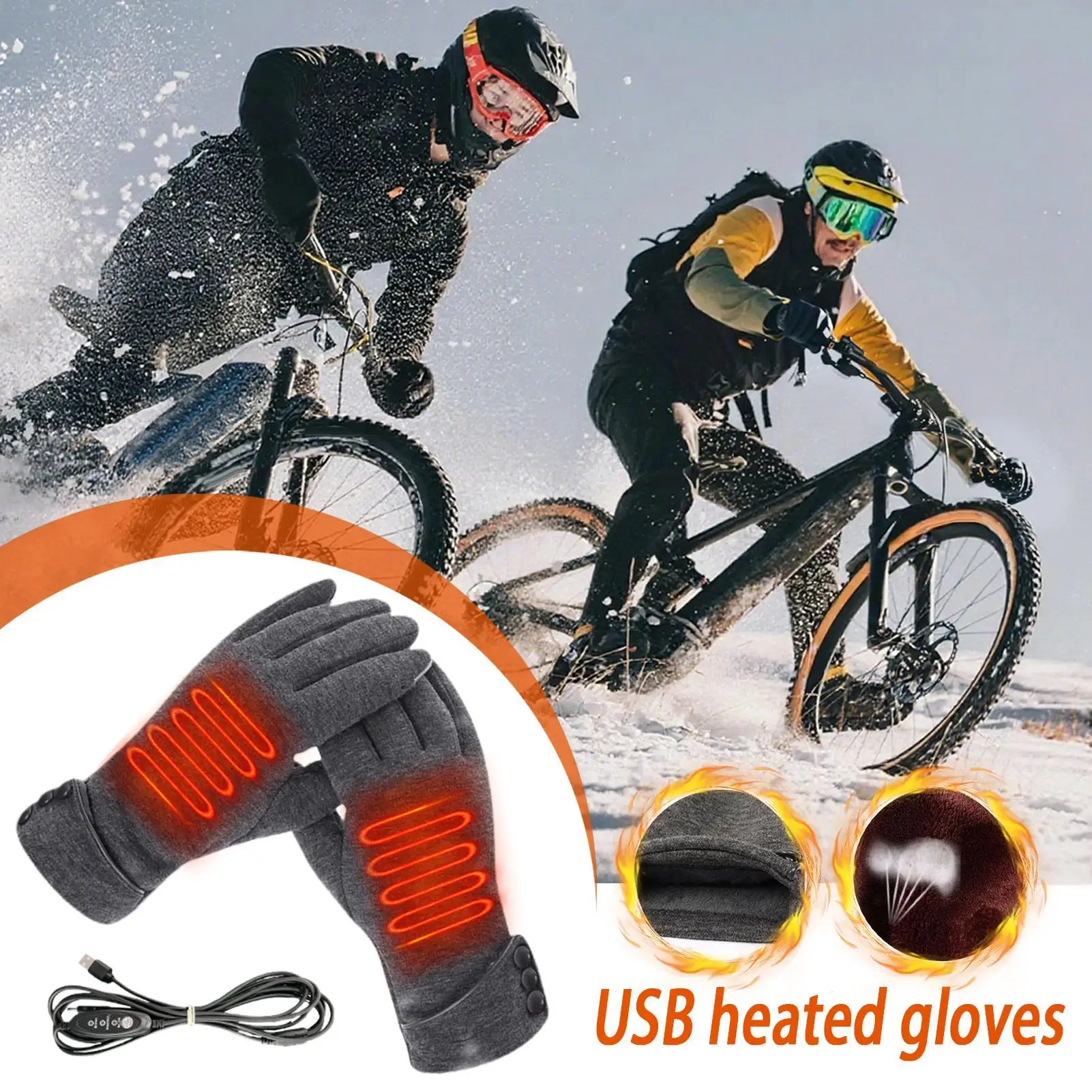 남성용 가열 장갑 3단계 USB 방풍 전기 장갑 원예 건설 낚시 캠핑을 위한 추운 날씨 용품