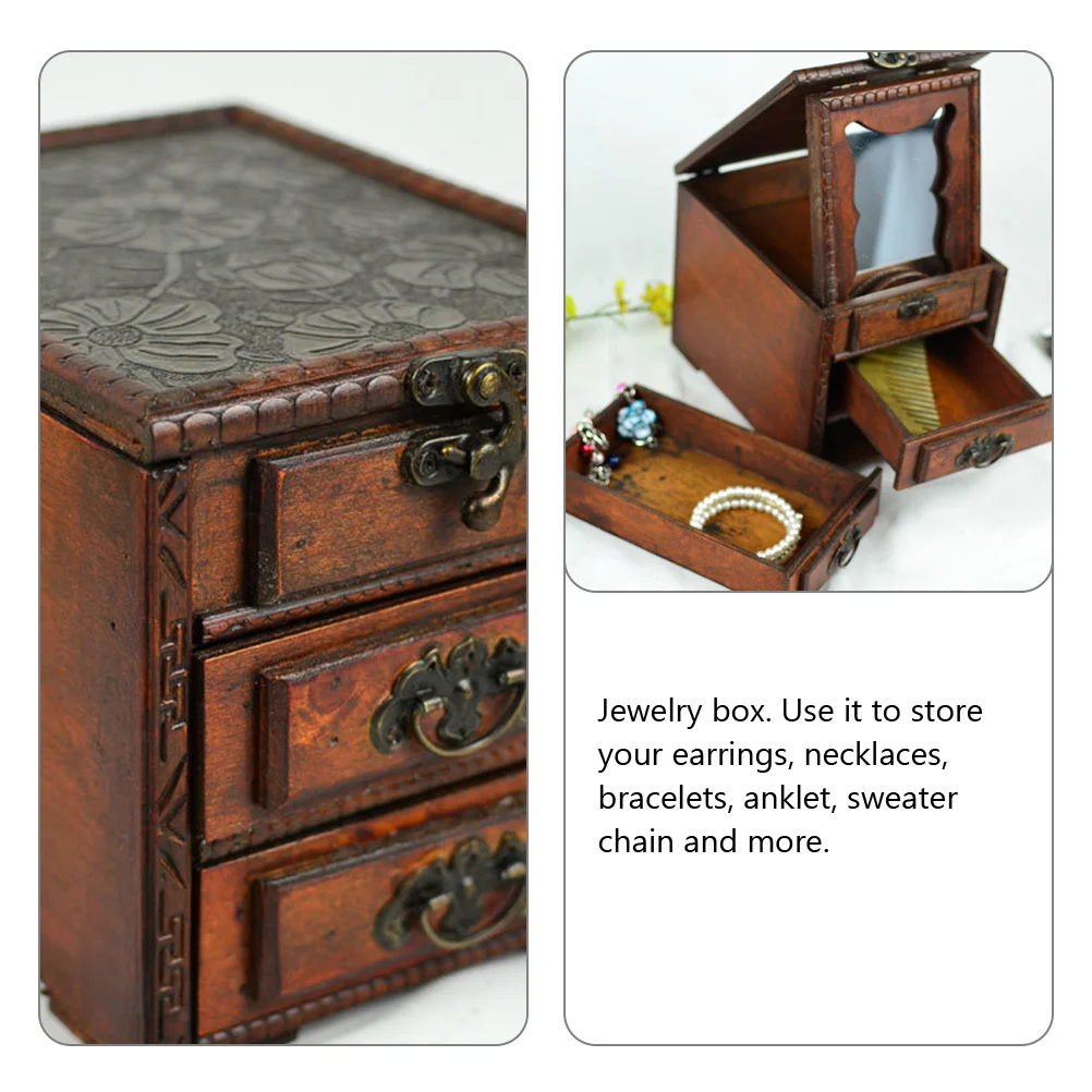 

Wooden Jewelry Box for Women Ring Necklace Earring Storage Excellent Craftsmanship Special Day Gift Choice