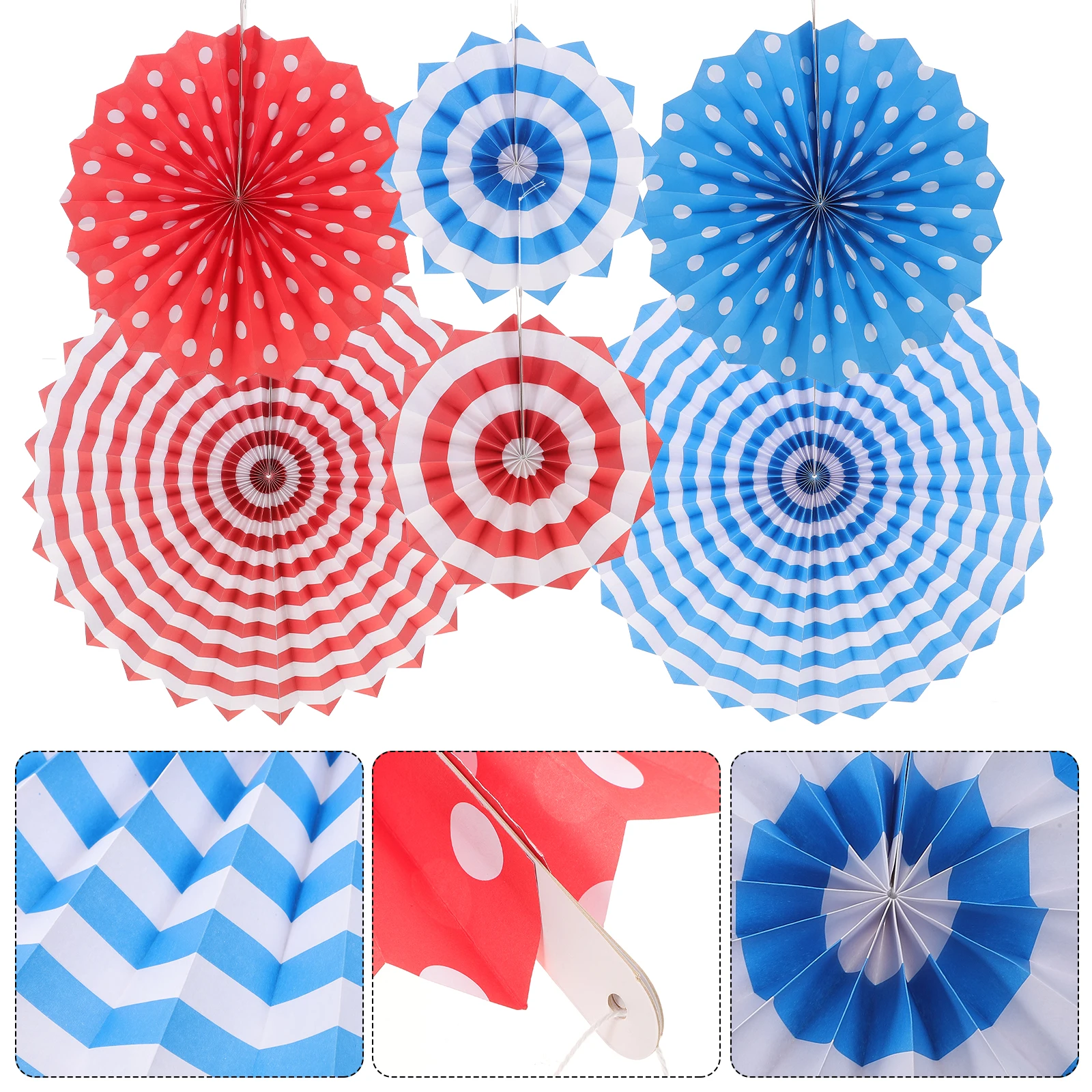 

6 Pcs Christmas Decor Paper Fan Flower Decoration Hand Fans Foldable Decorative Hanging