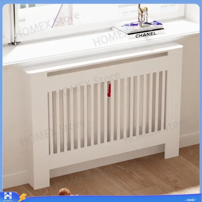 White MDF Radiator Cover Cabinet Wall Mounted Modern Wood Grille Heater Shield Storage Box S M L XL Size Home Decor Furniture