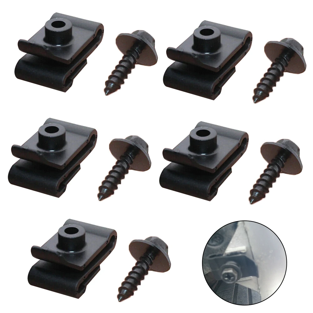 5pcs/set Car Fender Lining Wheel Arch Mudguard Trim Clips U Shape Wheel Arch Mudguard Trim Fastener Nut Rivets Clip Retainer