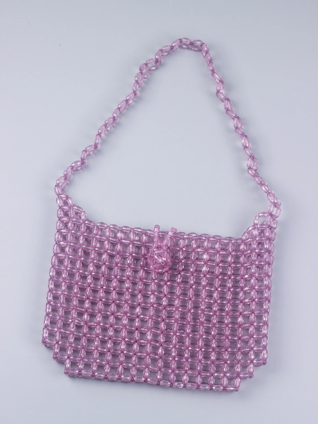 Summer Cool Feeling Handmade Knitted Cute Transparent Acrylic Jelly Beaded Handheld Shoulder Bag