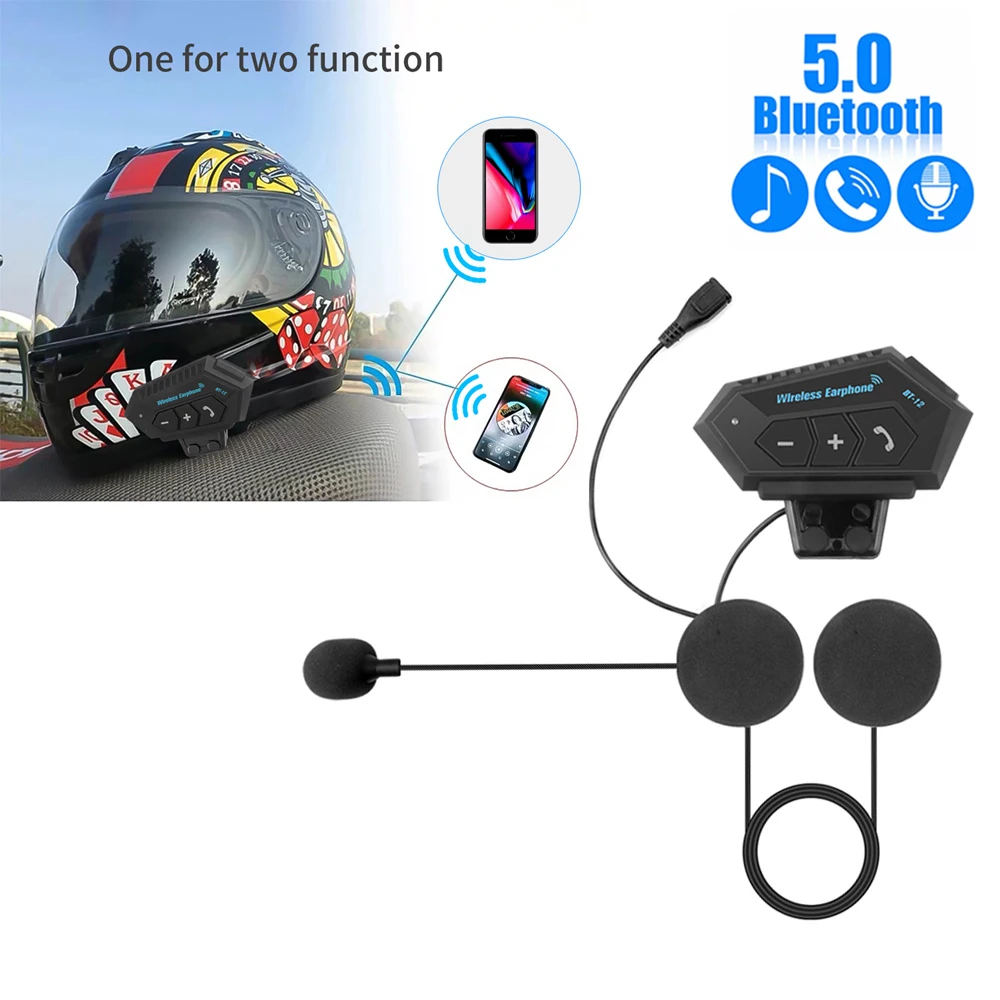 

Waterproof Motorcycle Helmet Headset BT 5.0 Wireless Handsfree call Kit Stereo Earphone anti-interference Helmet Headphones