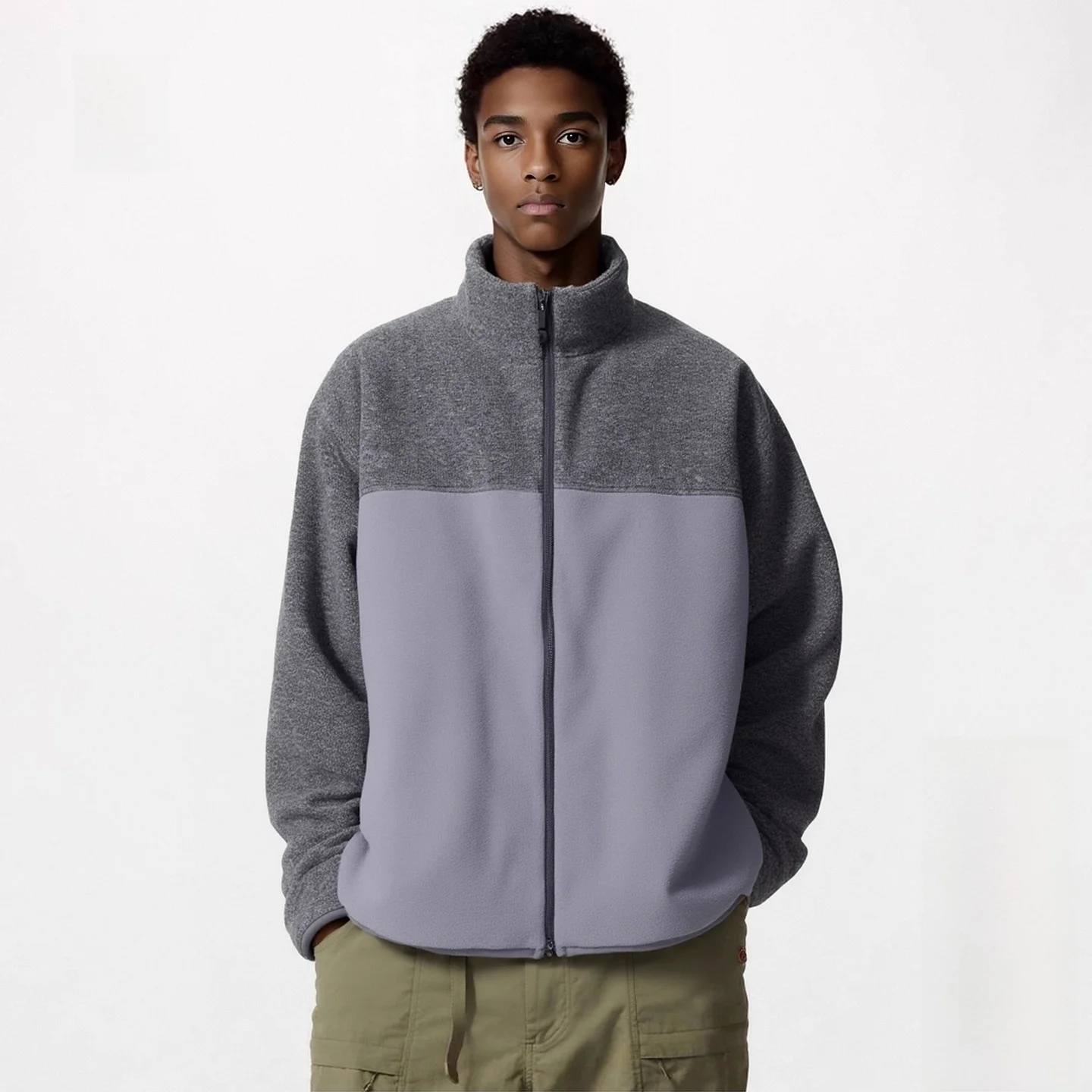 

ex Long Sve Fce Zipper Jaet Autumn Winter New Arrival Casual Sle Polyester Fiber Stand Fit Stand Collar Coat