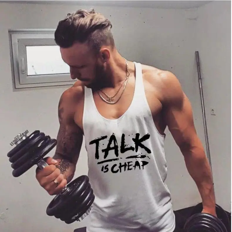 

Summer 100% Cotton Fitness Vest Men's Training I-shaped Sleeveless Sports Bodybuilding Stringer Top Muscle Shaping Explosion